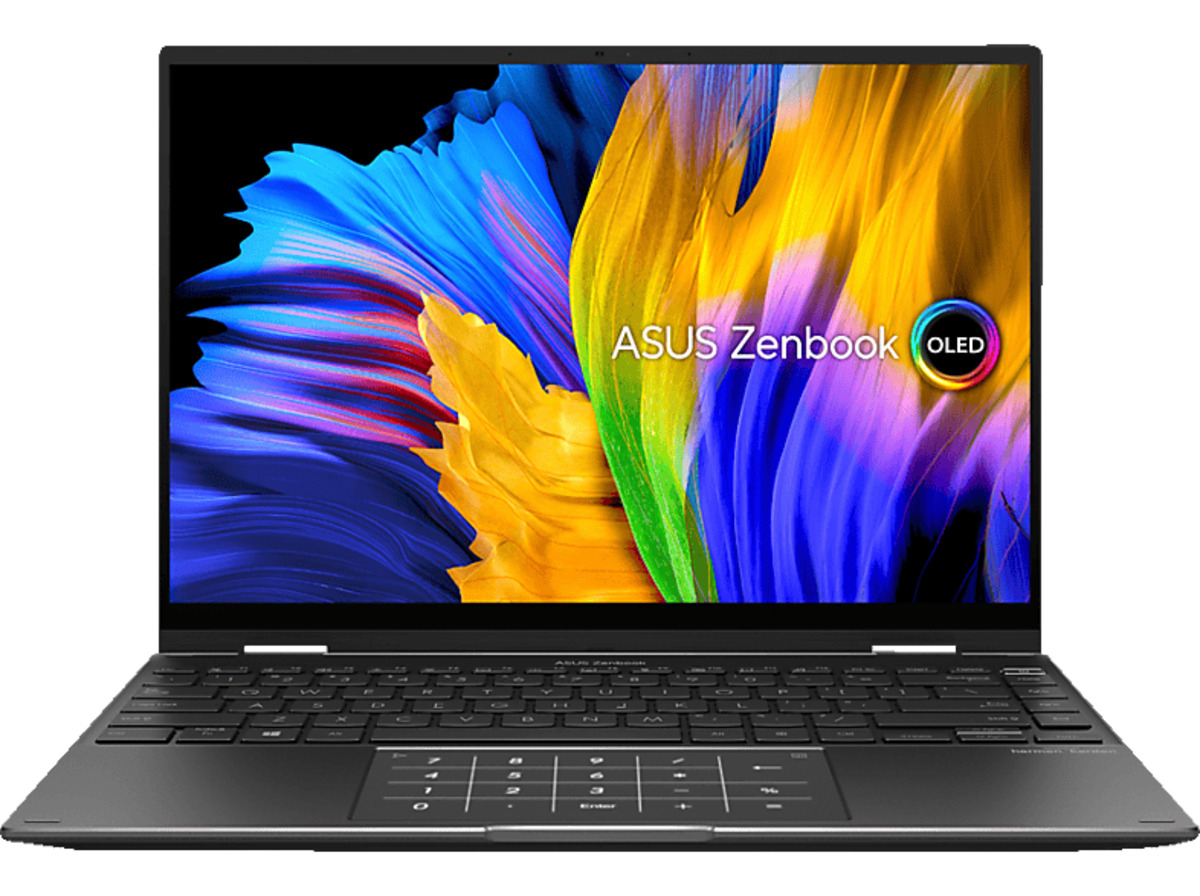 Bild 1 von ASUS Zenbook 14 Flip OLED, Convertible, mit Zoll Display Touchscreen, AMD Ryzen™ 9,5900HX Prozessor, 16 GB RAM, 512 SSD, Radeon™ Onboard Graphics, Schwarz, Windows 11 Home (64 Bit), Schwarz