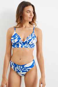 C&A Bikini-Top-wattiert-LYCRA® XTRA LIFE™-gemustert, Blau, Größe: 34