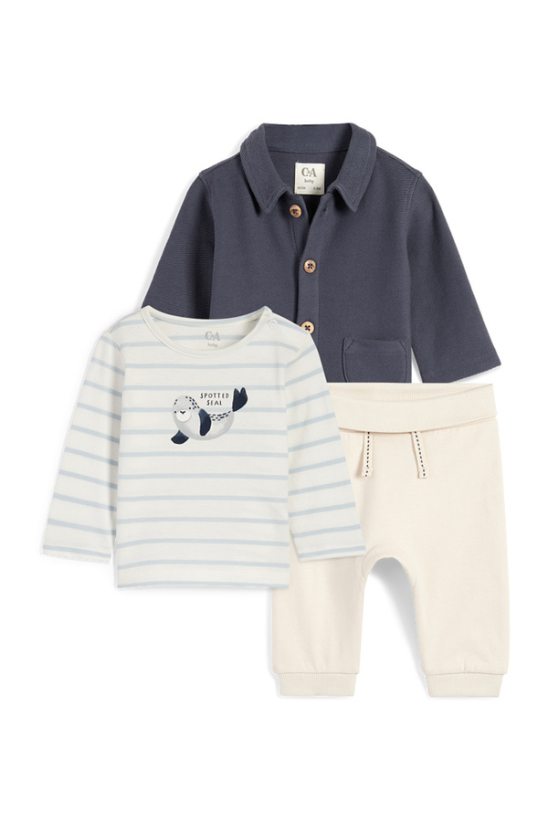 Bild 1 von C&A Robbe-Baby-Outfit-3 teilig, Blau, Größe: 50