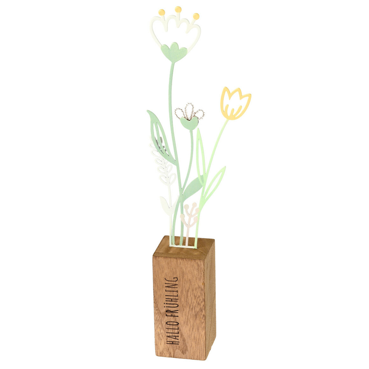 Bild 1 von Deko-Aufsteller Blumen aus Metall ZARTGRÜN / HELLGELB / WEISS