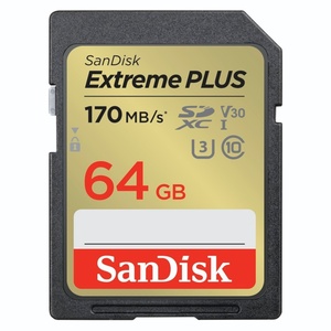 SanDisk SDXC Extreme PLUS 64GB (R170MB/s) + 2 Jahre RescuePRO Deluxe
