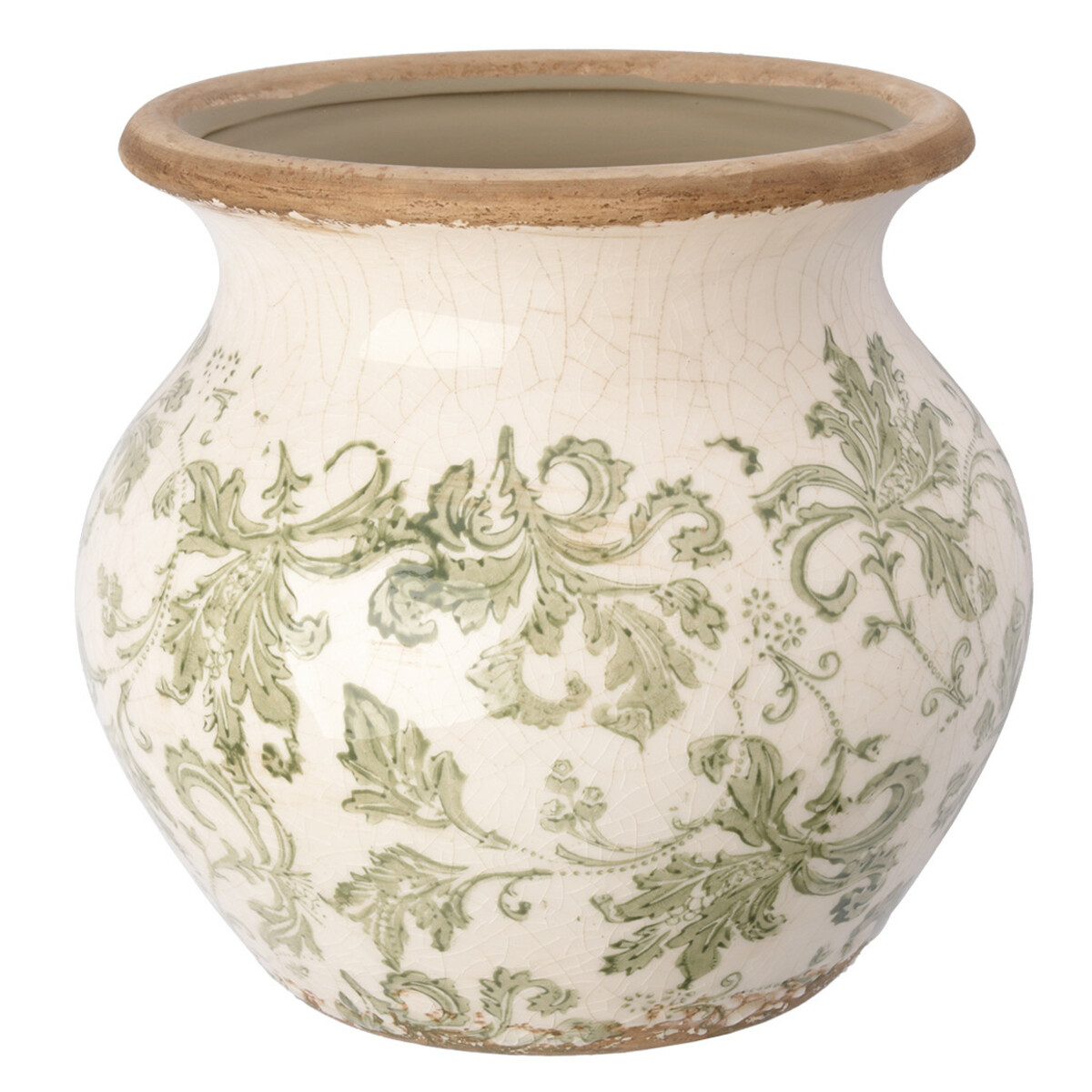 Bild 1 von Blumentopf im antiken Dessin GRÜN / CREMEWEISS