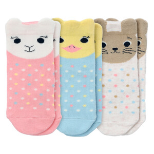 3 Paar Baby Socken mit Oster-Motiv HELLBLAU / ROSA / CREME