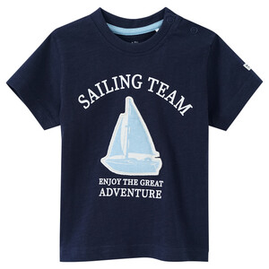 Baby T-Shirt mit Segelboot-Applikation DUNKELBLAU