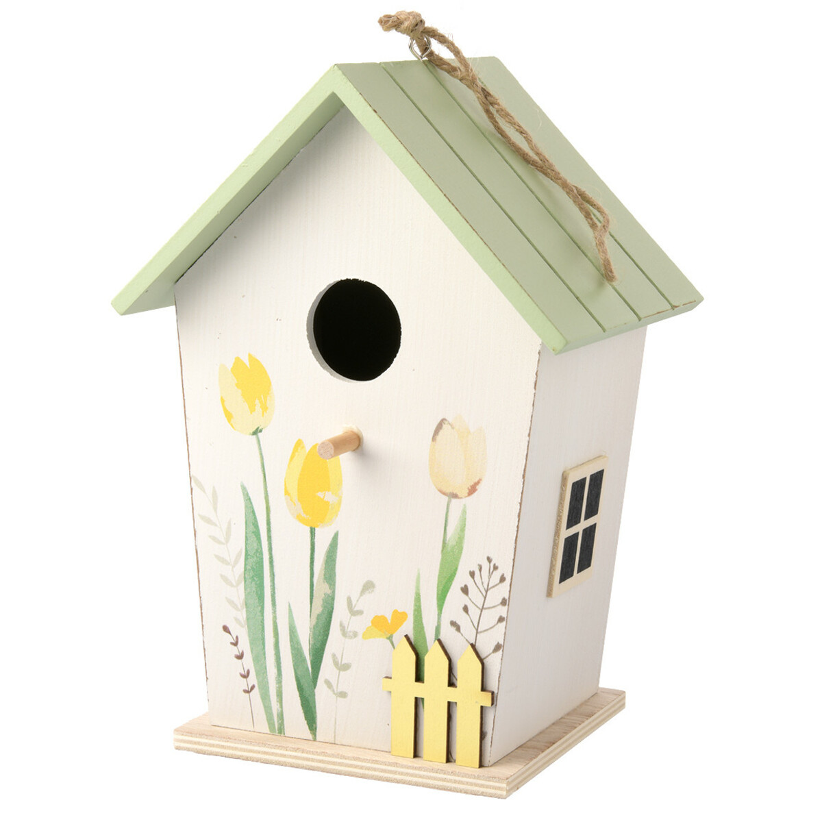 Bild 1 von Vogelhaus mit Blumen HELLGRÜN / WEISS