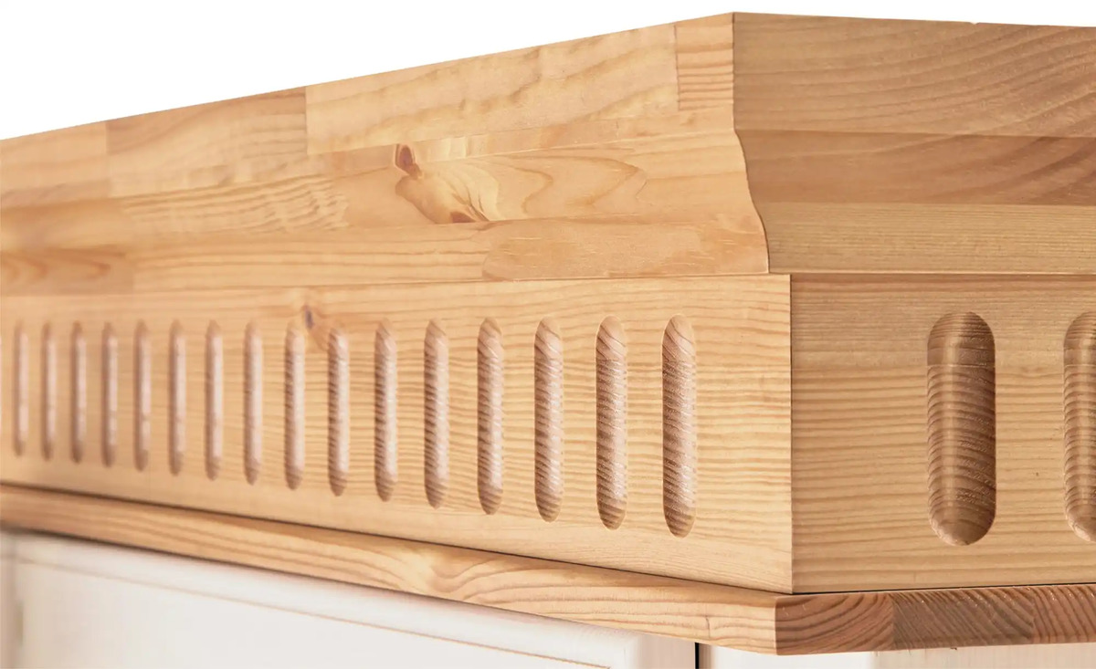 Bild 4 von Drehtürenschrank Bornholm antik, Weiß 3 Stück 199 cm geteilte Türfront Ja