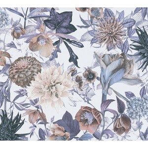 Vliestapete Blumenoptik Floral Matt glatt Blau Beige FSC®
