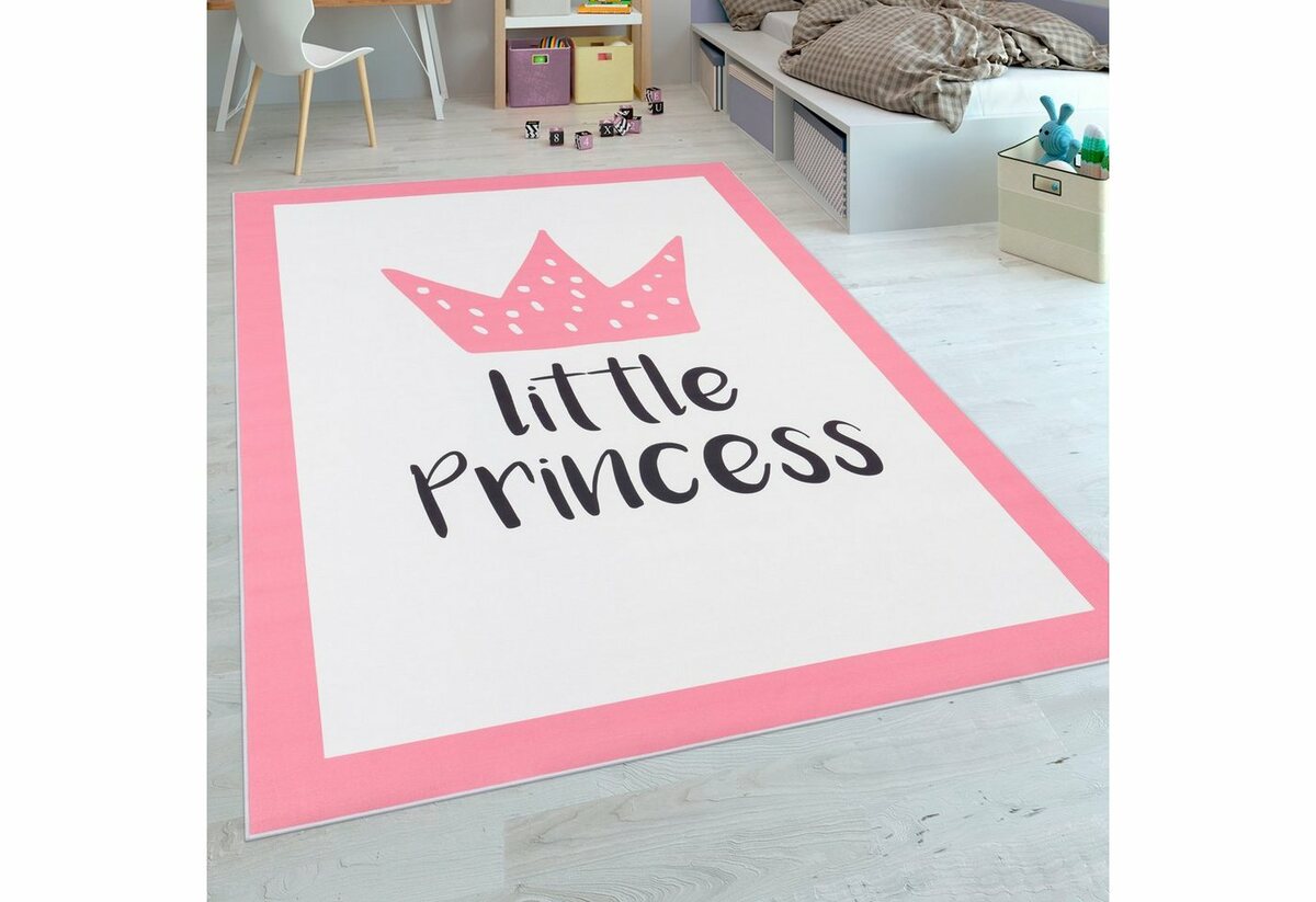 Bild 1 von Kinderteppich Aleyna 111, Paco Home, rechteckig, Höhe: 6 mm, Kurzflor, Kinder Design, niedliches Motiv mit Schriftzug, Kinderzimmer, Rosa