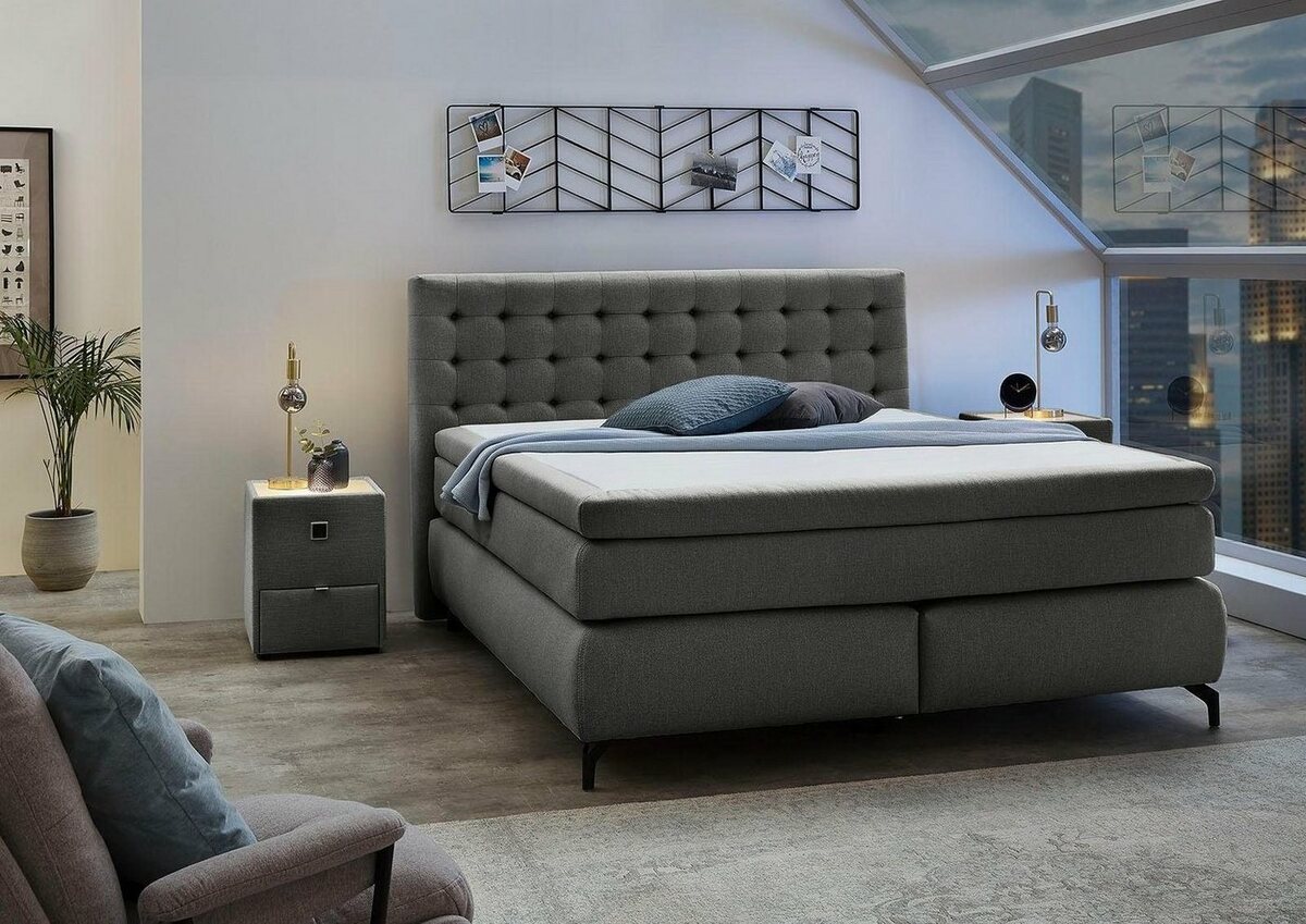 Bild 1 von Jockenhöfer Gruppe Boxspringbett Jessica, mit Topper, Grau