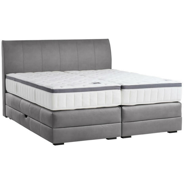 Bild 1 von Novel Boxspringbett, Grau, Textil, Wenge, H3 + H4, 7-Zonen, Höhe ca. 27 cm, 200x200 cm, Bettkasten, Federkernmatratze, Schlafzimmer, Betten, Doppelbetten