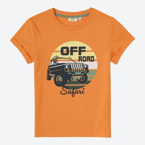 Jungen-T-Shirt mit Safari-Frontaufdruck, Orange
