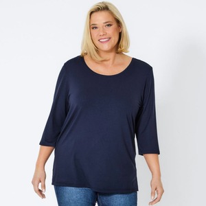 Damen-Shirt mit Zierbändern, große Größen, Dark-blue