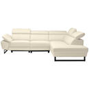 Bild 1 von Celina Home Ecksofa, Beige, Leder, Echtleder, Rindleder, 5-Sitzer, Ottomane rechts, L-Form, 281x225 cm, Made in EU, Lederauswahl, Stoffauswahl, seitenverkehrt erhältlich, Hocker Rücken echt, Wohnzi