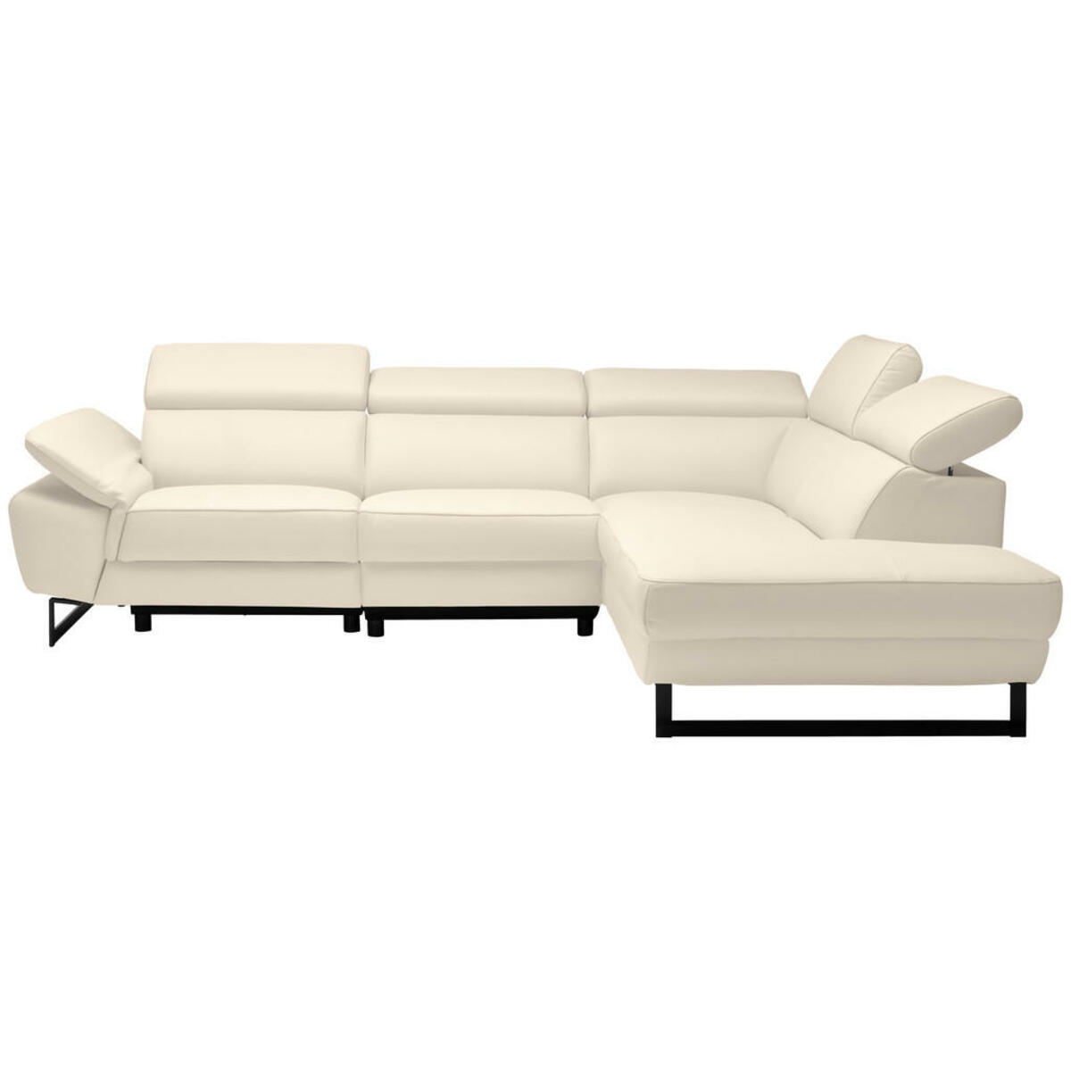 Bild 1 von Celina Home Ecksofa, Beige, Leder, Echtleder, Rindleder, 5-Sitzer, Ottomane rechts, L-Form, 281x225 cm, Made in EU, Lederauswahl, Stoffauswahl, seitenverkehrt erhältlich, Hocker Rücken echt, Wohnzi