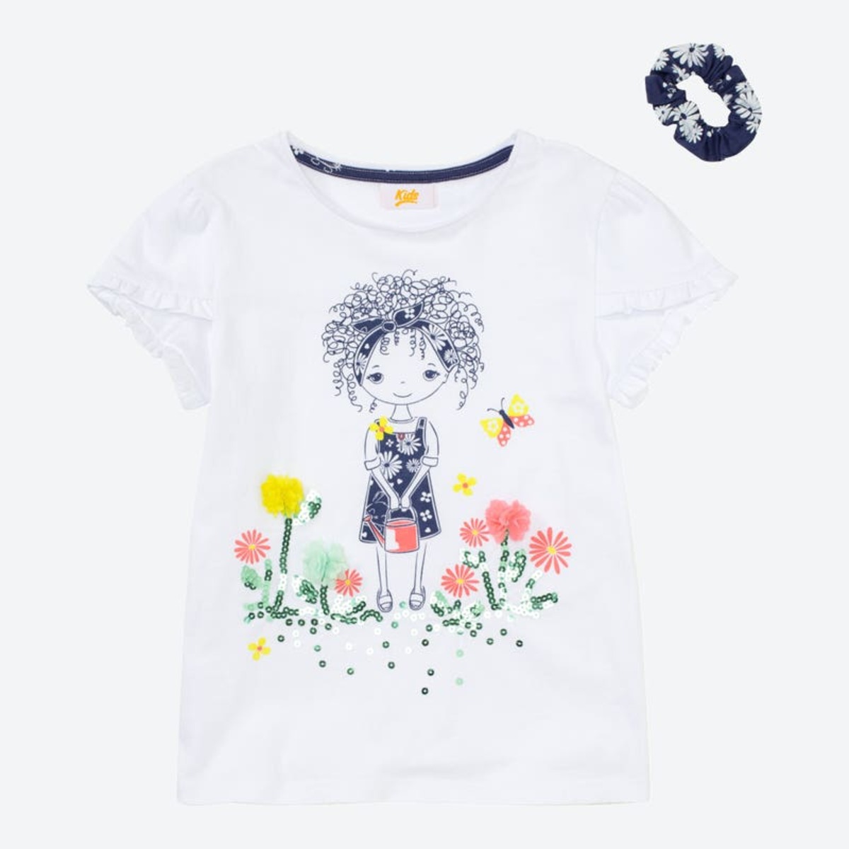 Bild 1 von Mädchen-T-Shirt mit Haarband, 2-teilig, White