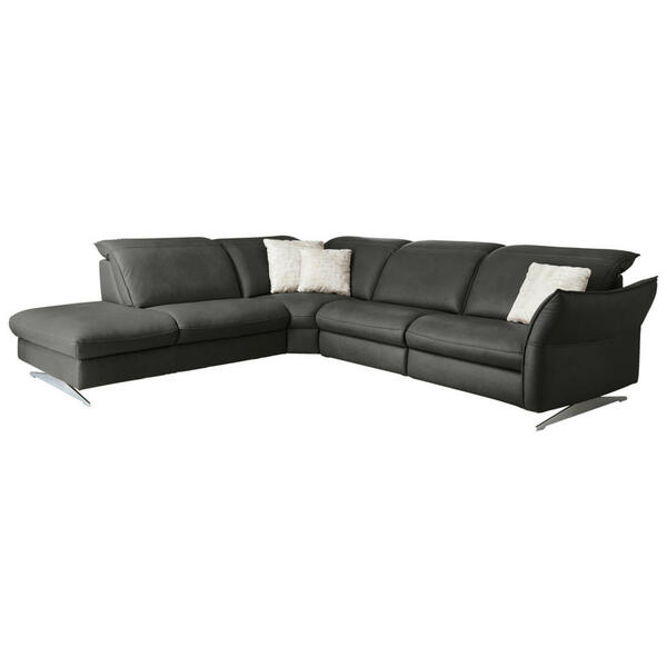 Bild 1 von Hukla Ecksofa Valdera, Schwarz, Leder, Echtleder, Semi-Anilinleder, 4-Sitzer, Ottomane links, Eckteil, L-Form, 292x258 cm, Goldenes M, Typenauswahl, Fußauswahl, Lederauswahl, Stoffauswahl, Sitzquali