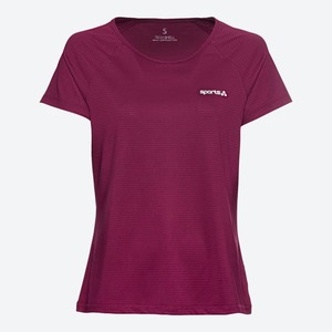 Damen-Fitness-T-Shirt mit Streifenstruktur, Dark-red
