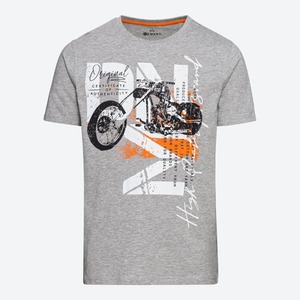Herren-T-Shirt mit Motorrad-Frontaufdruck, Gray