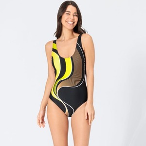 Damen-Badeanzug mit trendigem Farbdesign, Black
