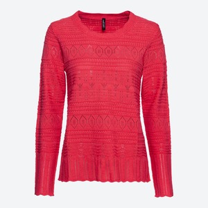 Damen-Pullover mit Ajour-Muster, Dark-pink