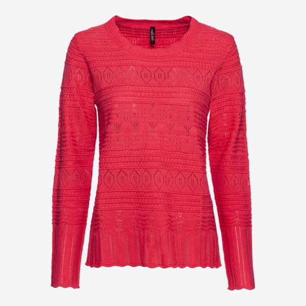 Bild 1 von Damen-Pullover mit Ajour-Muster, Dark-pink