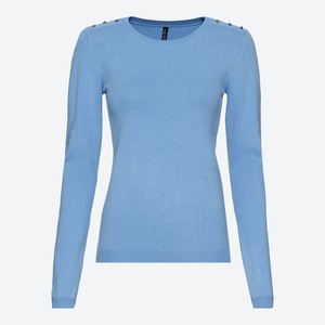 Damen-Pullover mit Zierknöpfen, Blue