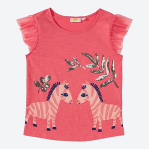 Mädchen-T-Shirt mit Mesh-Ärmeln, Pink