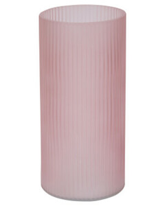 Geriffelte Glasvase
       
      ca. 9,3 x 19,5 cm
     
      rosa
