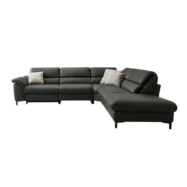 Bild 1 von Hukla Ecksofa Valdera, Schwarz, Leder, Echtleder, Semi-Anilinleder, 3-Sitzer, Eckteil, L-Form, 280x246 cm, Goldenes M, Lederauswahl, Stoffauswahl, Sitzqualitäten, Hocker erhältlich, Rücken echt, W