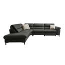 Bild 1 von Hukla Ecksofa Valdera, Schwarz, Leder, Echtleder, Semi-Anilinleder, 3-Sitzer, Ottomane links, Eckteil, L-Form, 280x246 cm, Goldenes M, Lederauswahl, Stoffauswahl, Sitzqualitäten, Hocker erhältlich,