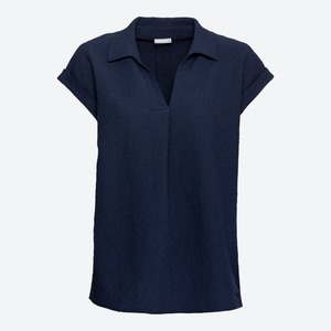 Damen-Bluse mit Crinkle-Effekt, Dark-blue