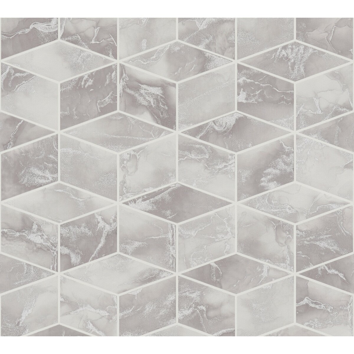 Bild 1 von Metropolitan Stories II Vliestapete Grafik Marmor Fliesen hellgrau silber FSC®