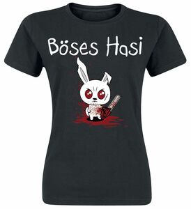 Tierisch T-Shirt - Böses Hasi - XXL bis 3XL - für Damen - Größe 3XL - schwarz