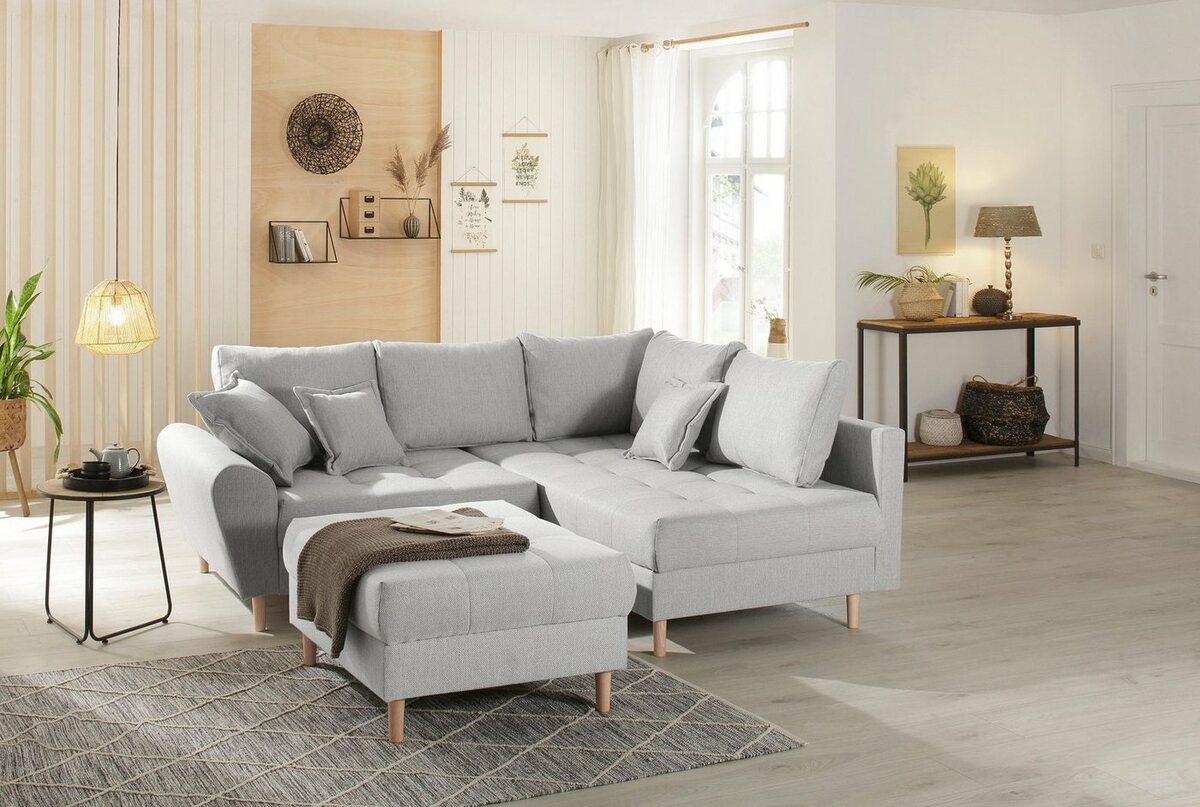 Bild 1 von Home affaire Polsterhocker Rice, mit feiner Stepuung, Grau