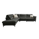 Bild 1 von Hukla Ecksofa Valdera, Schwarz, Leder, Echtleder, Semi-Anilinleder, 3-Sitzer, Ottomane links, L-Form, 280x246 cm, Goldenes M, Lederauswahl, Stoffauswahl, Sitzqualitäten, Hocker erhältlich, Rücken