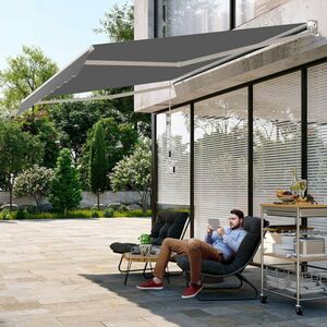 Gelenkarmmarkise 295 cm x 250 cm, Balkonmarkise mit Handkurbel,Terrassenmarkise aus Aluminium, Einziehbare Sonnenmarkise, für Sonnenschutz &