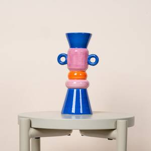 Keramik Kerzenhalter Colorblocking Blau/Pink/Orange