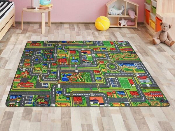 Bild 1 von Kinderteppich STREETS, Primaflor-Ideen in Textil, rechteckig, Höhe: 5 mm, Straßen-Spiel-Teppich, Straßenbreite ca. 9 cm, Kinderzimmer, Bunt