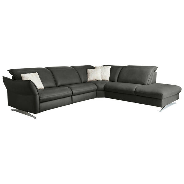 Bild 1 von Hukla Ecksofa Valdera, Schwarz, Leder, Echtleder, Semi-Anilinleder, 4-Sitzer, L-Form, 292x258 cm, Goldenes M, Typenauswahl, Fußauswahl, Lederauswahl, Stoffauswahl, Sitzqualitäten, Hocker erhältlic