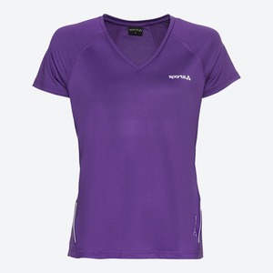 Damen-Fitness-T-Shirt mit Mesh-Einsätzen, Dark-violet