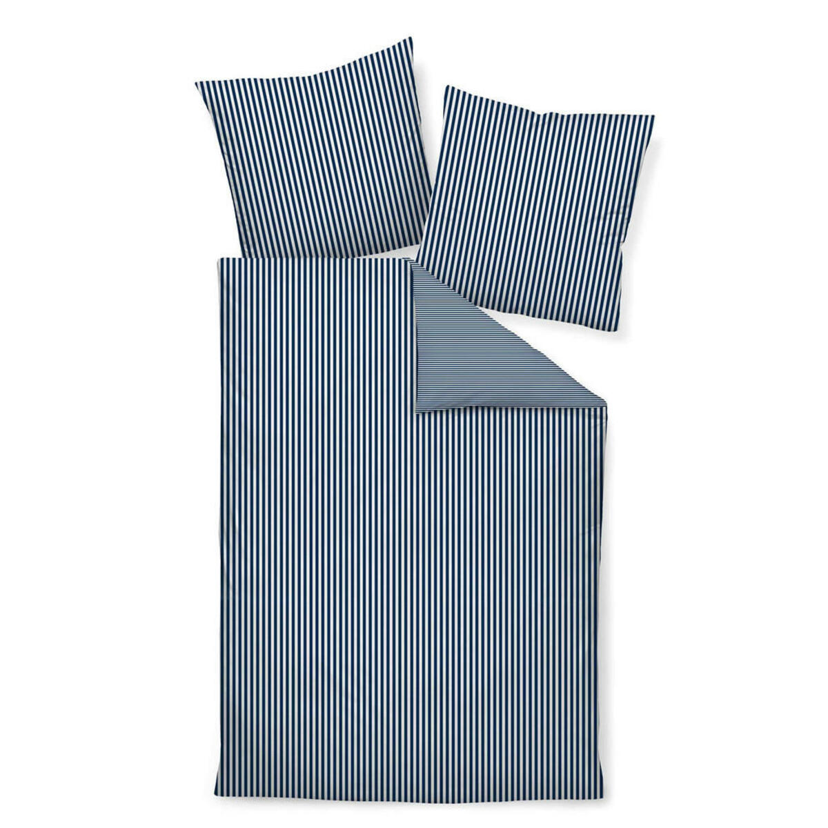 Bild 1 von Janine Wendebettwäsche Giorgio, Weiß, Dunkelblau, Textil, Streifen, 240x220 cm, Textiles Vertrauen - Oeko-Tex®, bügelfrei, pflegeleicht, atmungsaktiv, hautfreundlich, saugfähig, schadstoffgeprü