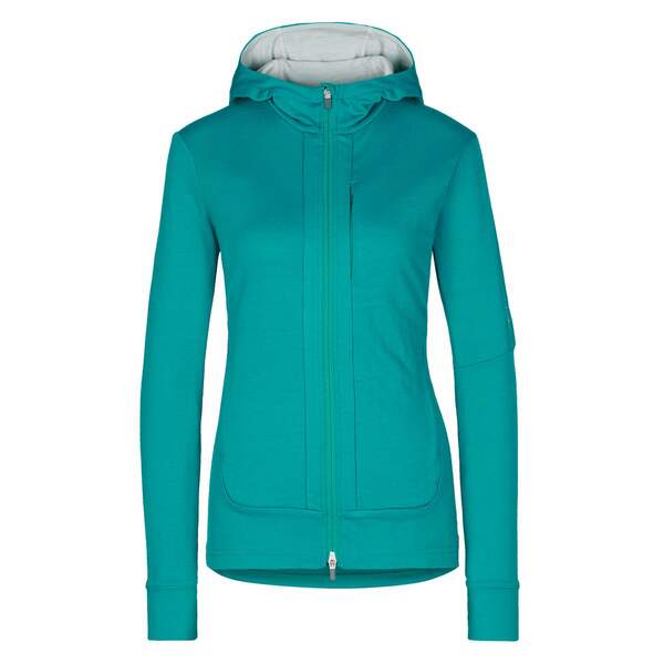 Bild 1 von Icebreaker W QUANTUM III LS ZIP HOOD Damen Wolljacke FLUX GREEN/ETHER/CB