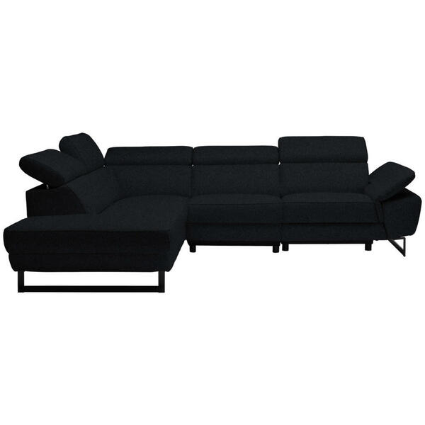 Bild 1 von Celina Home Ecksofa, Schwarz, Leder, Echtleder, Rindleder, 5-Sitzer, Ottomane links, L-Form, 281x225 cm, Made in EU, Lederauswahl, Stoffauswahl, seitenverkehrt erhältlich, Hocker Rücken echt, Wohnz