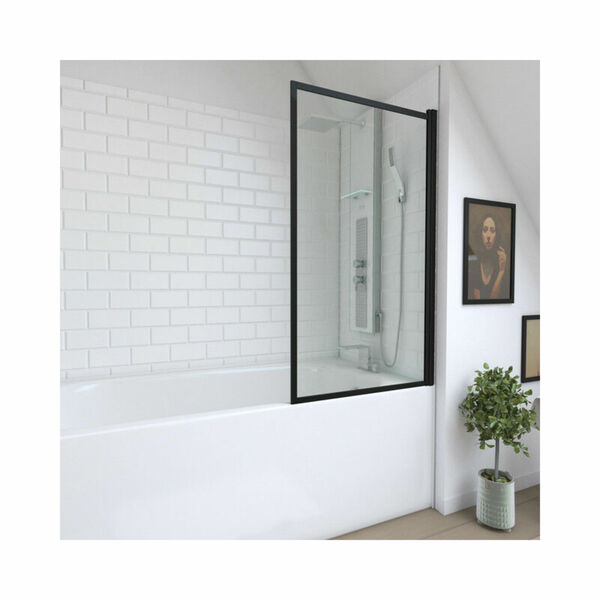 Bild 1 von Marwell - Badewannenfaltwand Black Edge 75 x 130 cm - schwarz - 1-teilig - Badewannenaufsatz - Duschtrennwand - Duschabtrennung für Badewannen