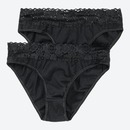 Bild 1 von Damen-Minislip mit Spitzen-Bund, 2er-Pack, Black