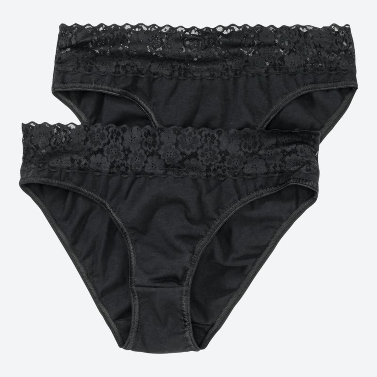 Bild 1 von Damen-Minislip mit Spitzen-Bund, 2er-Pack, Black