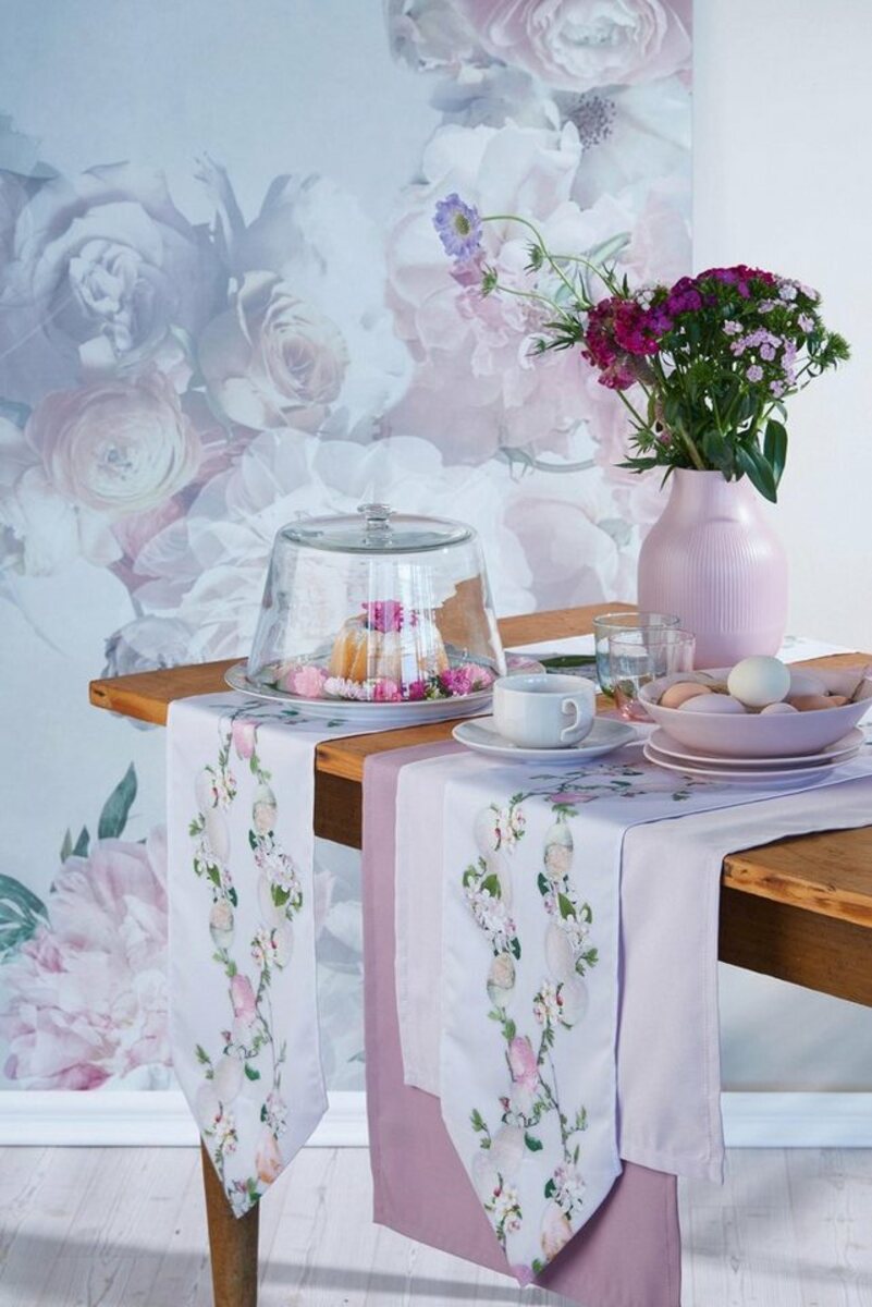 Bild 1 von APELT Tischband 6907 HAPPY EASTER, Osterdeko, Ostern (1-tlg), Digitaldruck, Grün|rosa|weiß