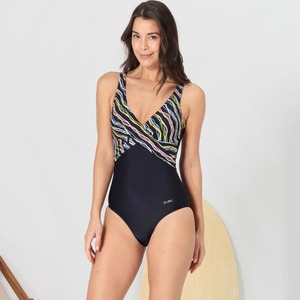 Damen-Badeanzug mit schönen Streifen, Black