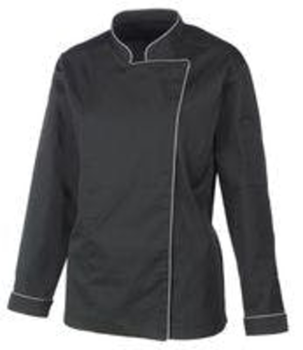 Bild 1 von METRO Professional Kochjacke, Polyester / Baumwolle, mit langen Ärmeln, für Damen, Größe S, schwarz / grau