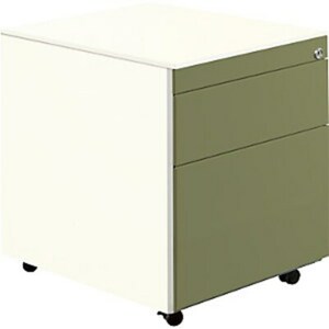 Schubladencontainer m.Rollen, 570x600, 1 Materialschub, 1 Hängereg., weiß/grün